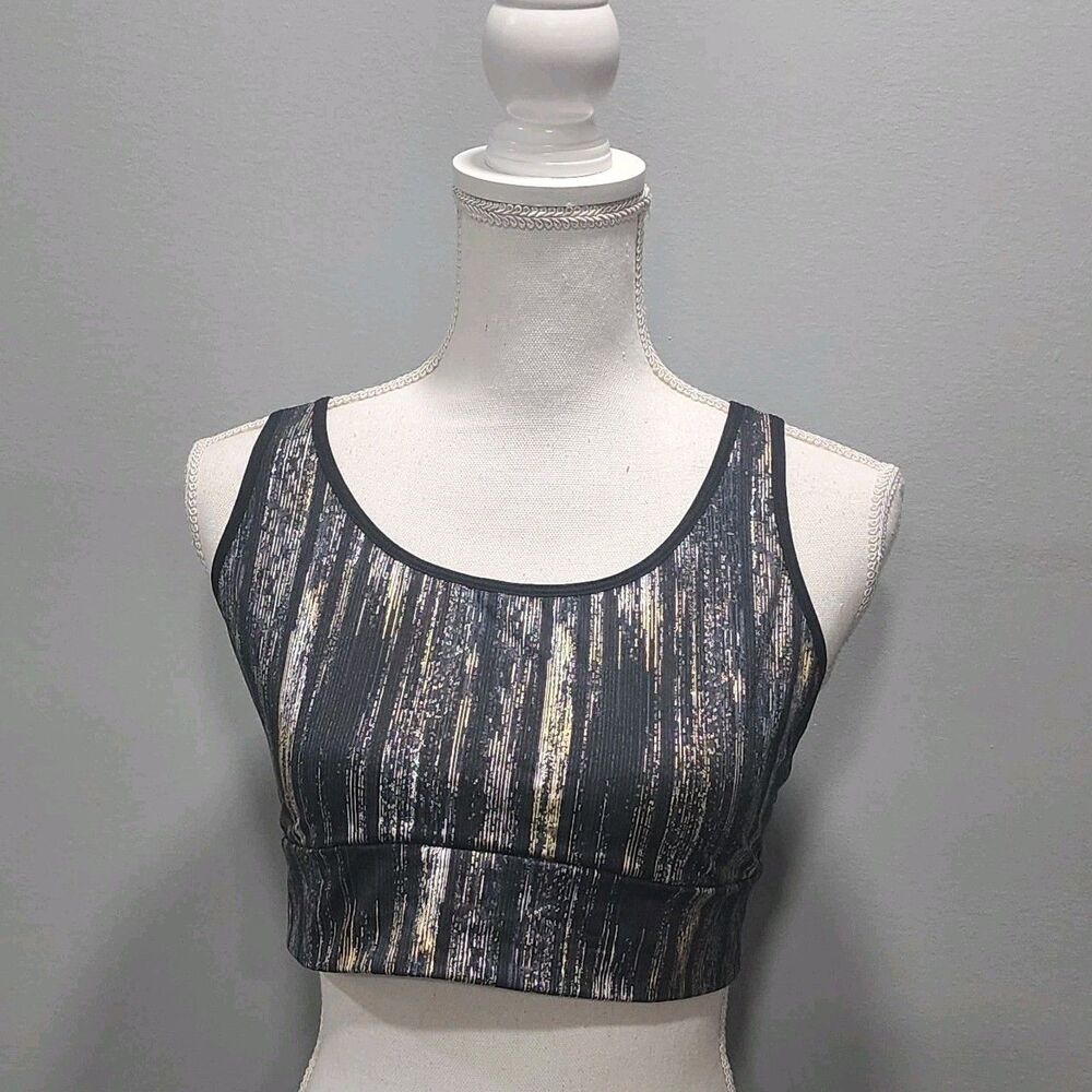 Victoria's Secret Women’s Black/Silver/Gold Metallic Sports Bra Sizes XLarge